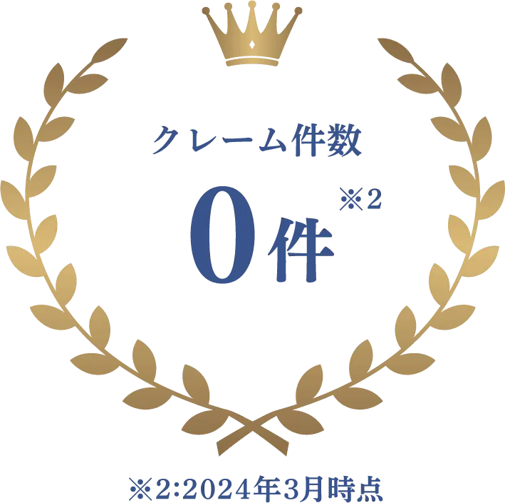 クレーム件数0件